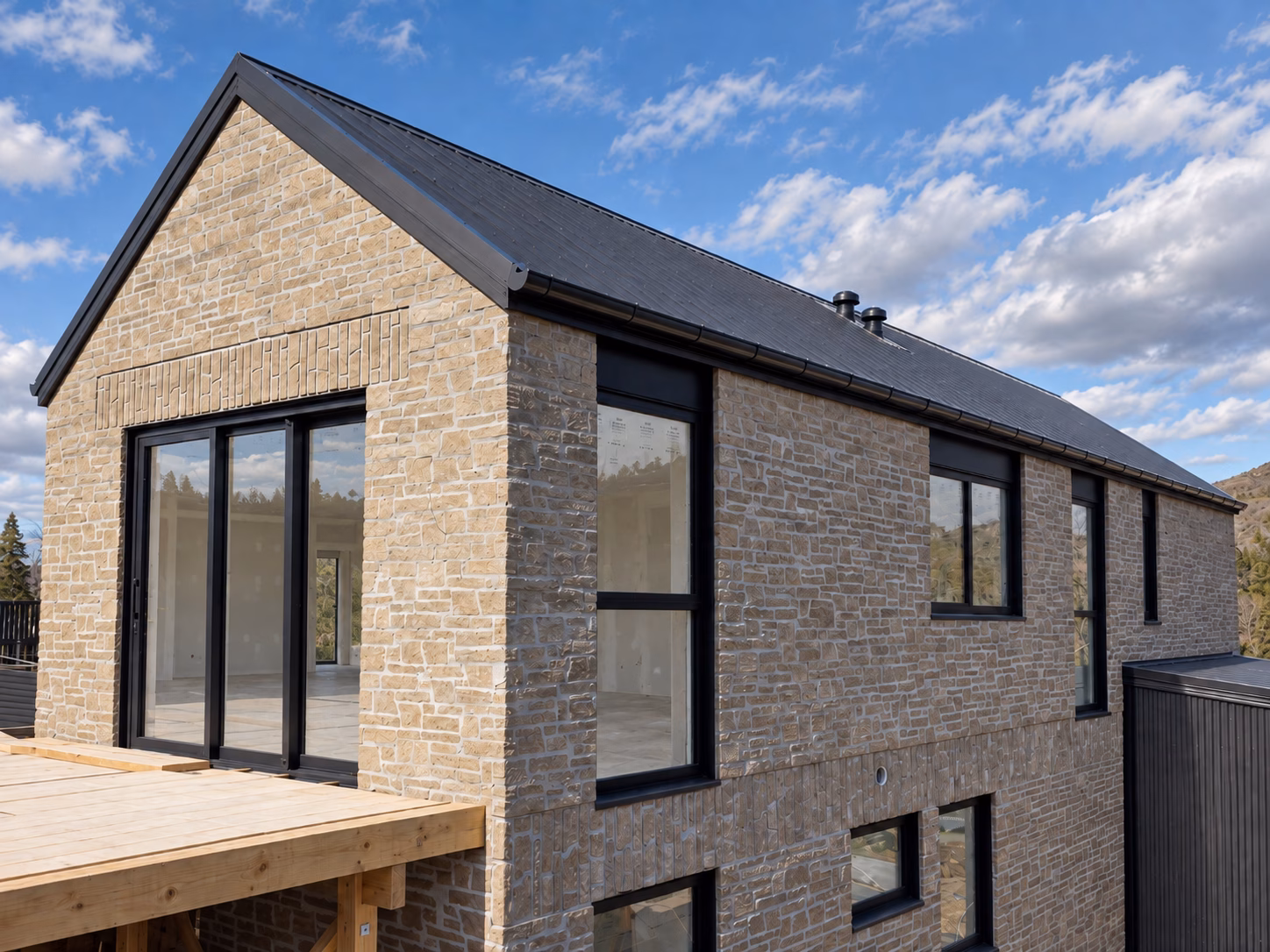 Sumner House exterior featuring Grey Viblock 450 Slim concrete bricks with white mortar